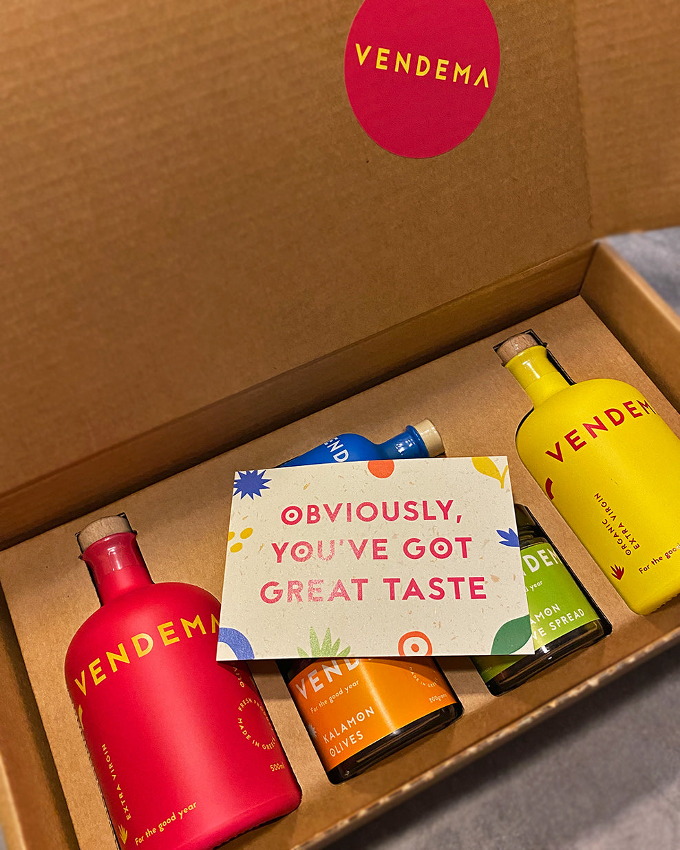 Packaging Box for Combo Products with Vendema Thank You Card and Sticker.