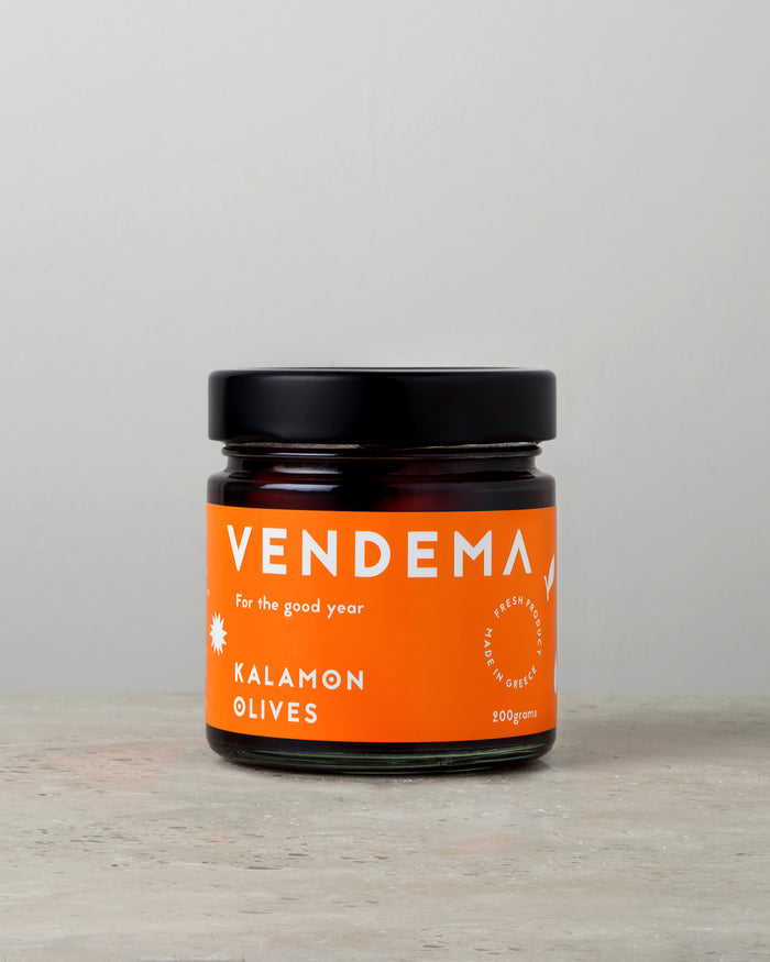 Front Side of Vendema Kalamon Olives Vase.