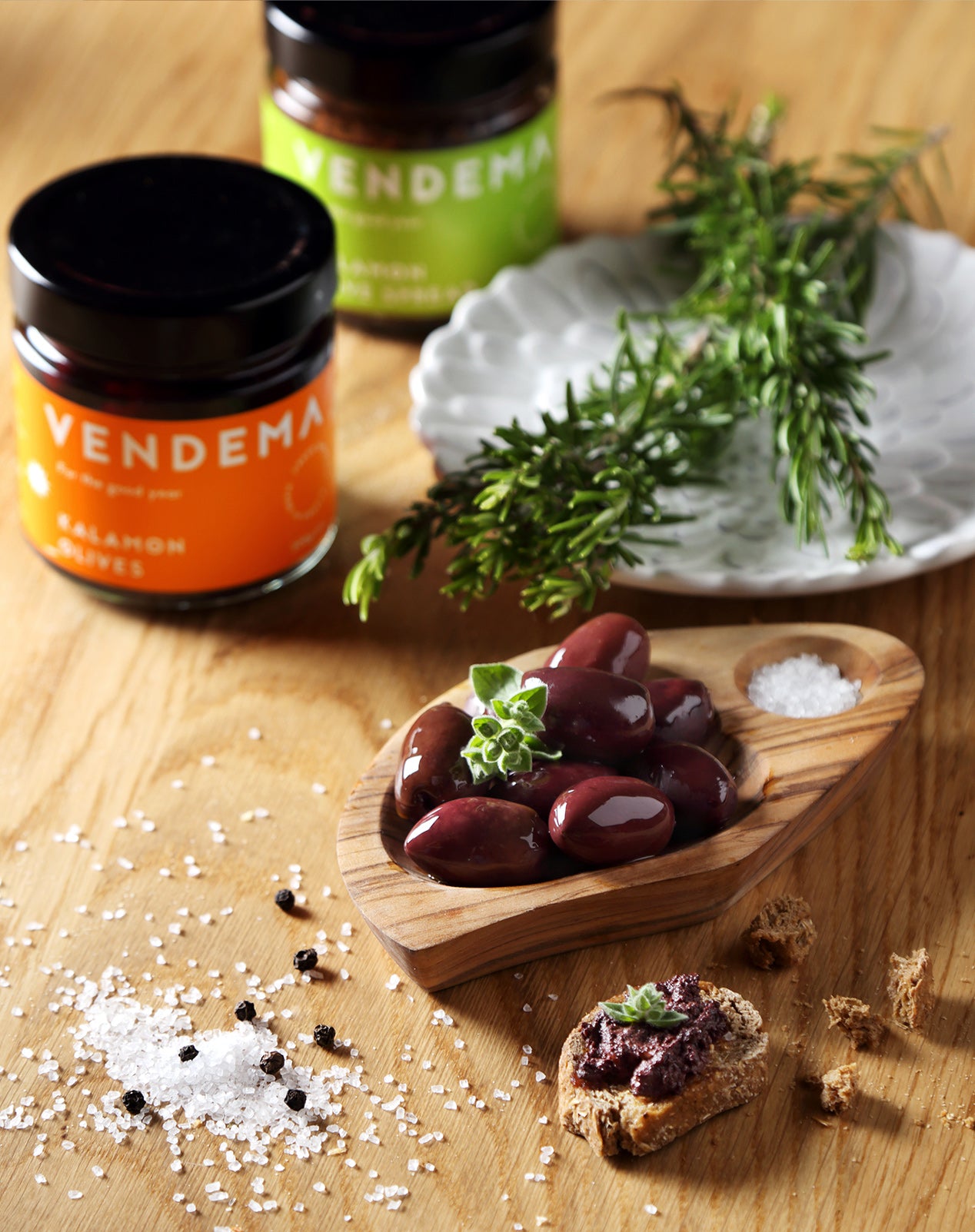 Vendema Kalamon Olive Spread and Olives.