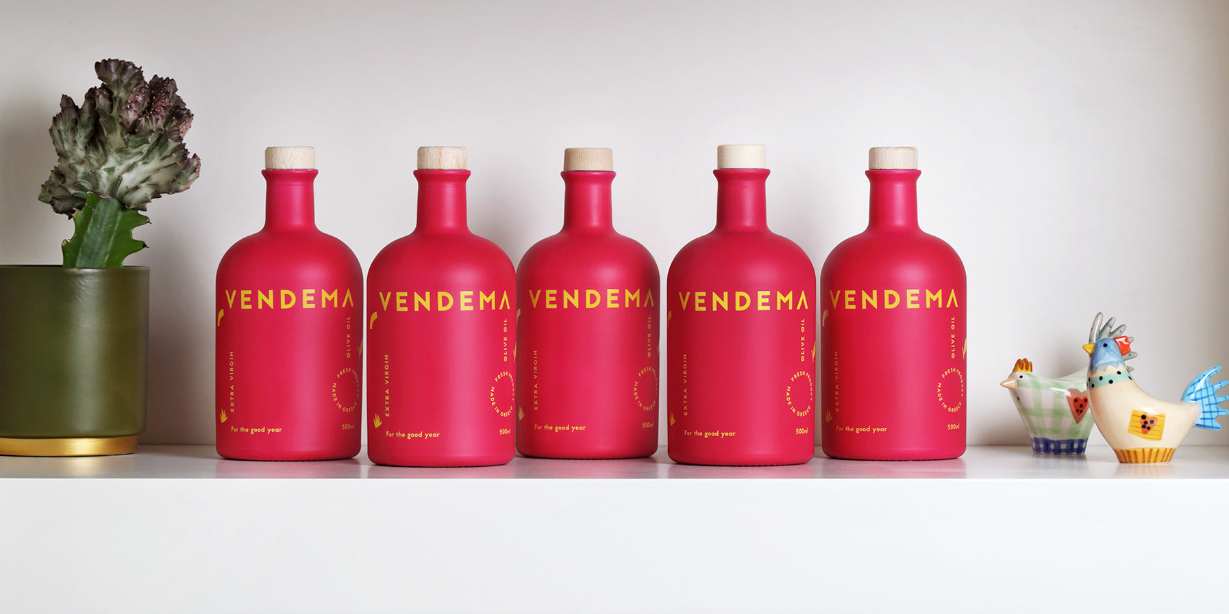 Vendema Extra Virgin Olive Oil Series of Bottles.